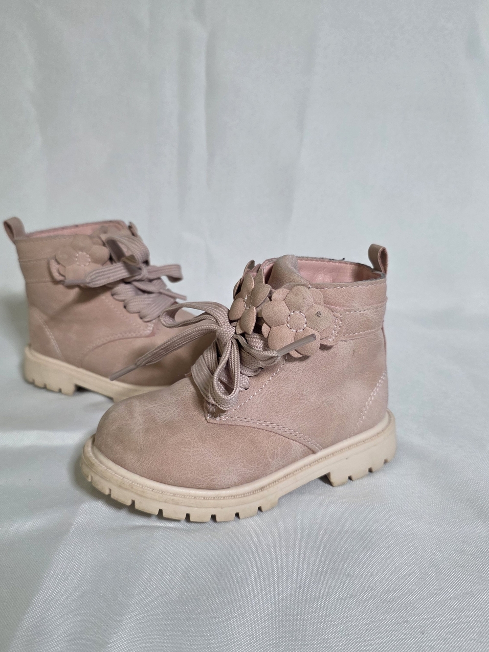 Carter's Girls Blush Pink Floral Lace-Up Ankle Boots